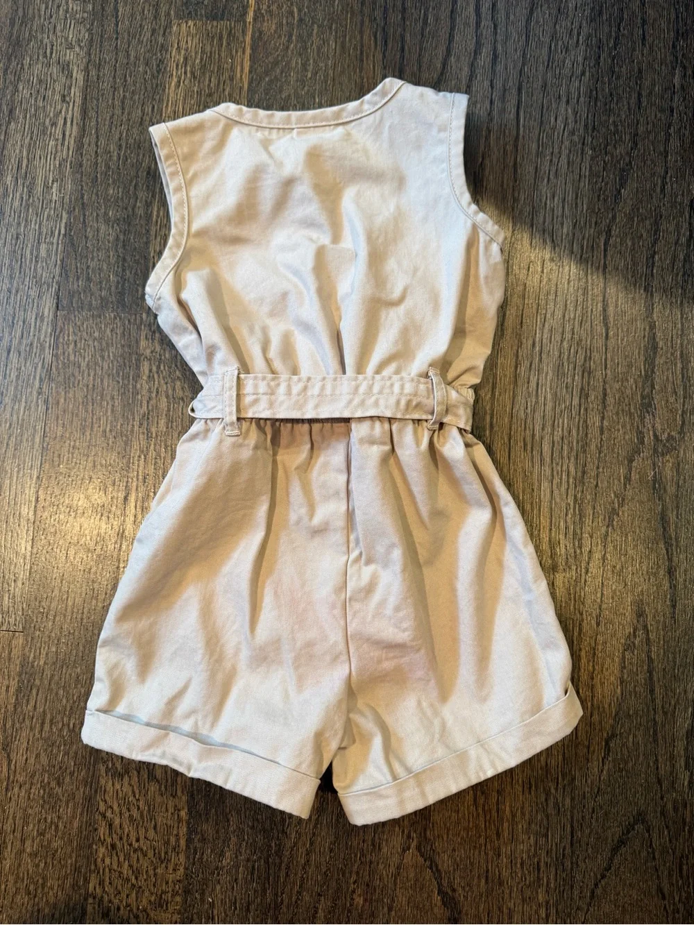 Carters Baby Tan Button Front Tie Waist Romper